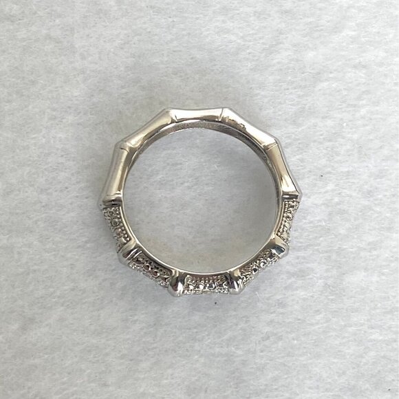 Sterling Silver 925 DBJ Bamboo Style Single Diamond Band Ring Sz 6.75 - Picture 2 of 16